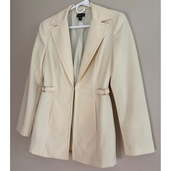 Vintage Y2K 2000s Bebe Off White Ivory Tailored Wool Blazer Size 6 - Picture 3 of 13